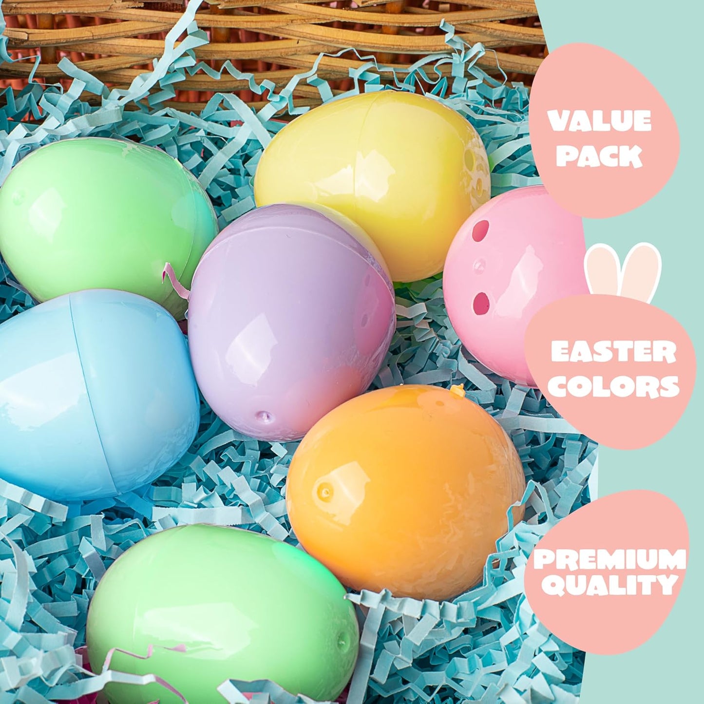 500 2.3" JOYIN PCS Pastel Easter Eggs, Empty Plastic Eggs, Colorful Plastic Eggshell Bulks for Easter Hunt, Filling