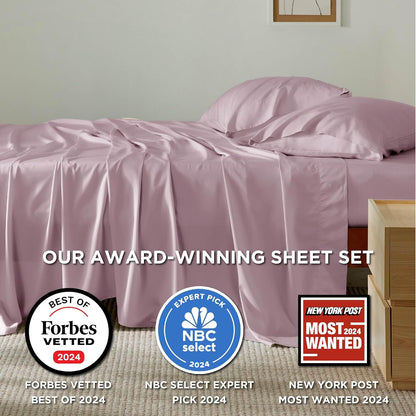 Bedsure Cooling Bed Sheets - Breathable Rayon from Bamboo | Soft Luxury Bedding, Full Size, Lavender