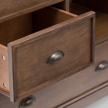 SIMPLIHOME Redmond Storage Cabinet - 39 inch Wide Solid Wood Medium Storage Cabinet in Rustic Natural Aged Brown, Transitional Accent Cabinet for Entryway with 4 Drawers and Cabinet Storage