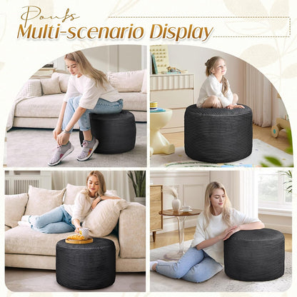 AS AWESLING Plush Round Ottoman Foot Rest - Dual Size Comfort for Living Room