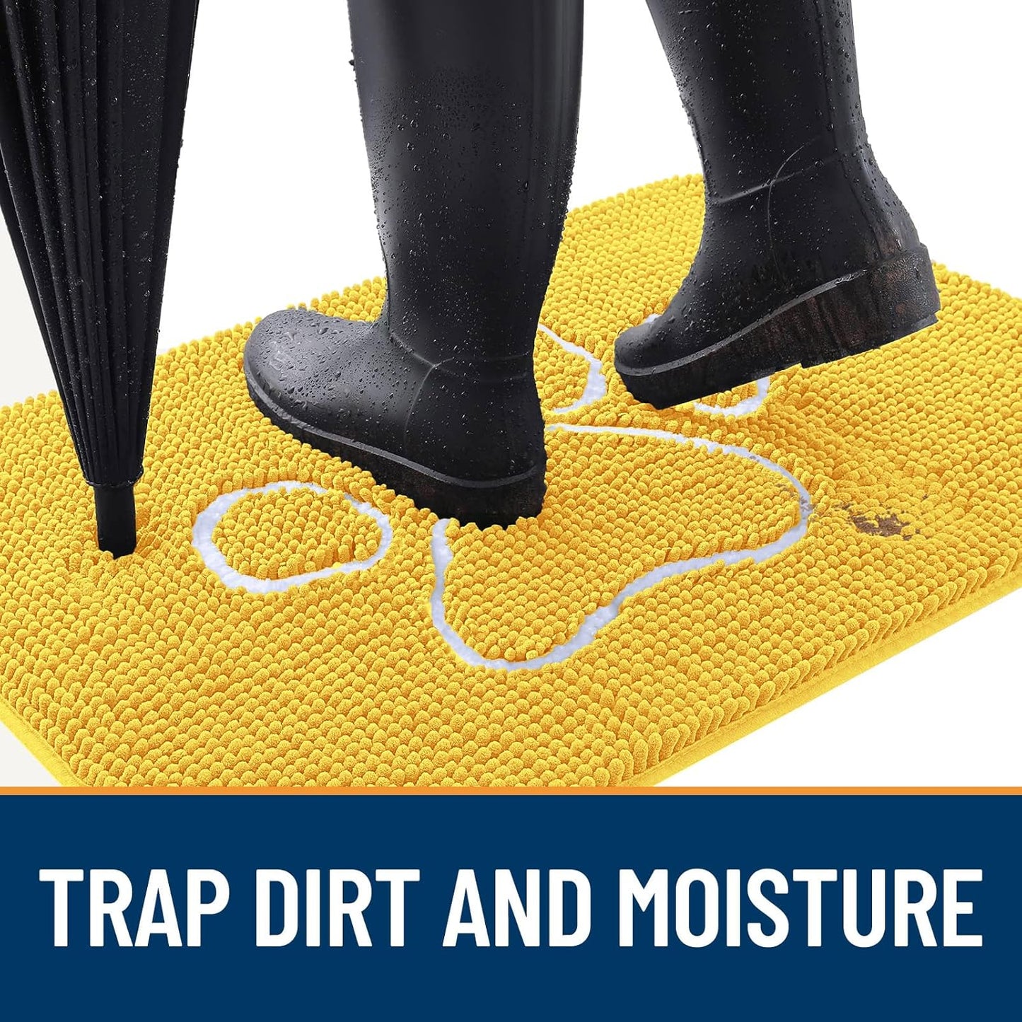 OLANLY Dog Door Mat - Absorbent Non-Slip Mud Mat for Muddy Paws | 48x30, Paw Print Design, Quick Dry Yellow