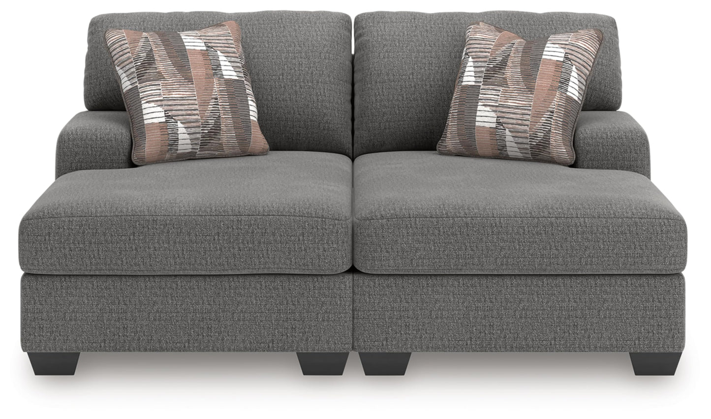 Signature Design by Ashley Seyler Lane Contemporary 2-Piece Super Chaise with Removable Cushion, Gray
