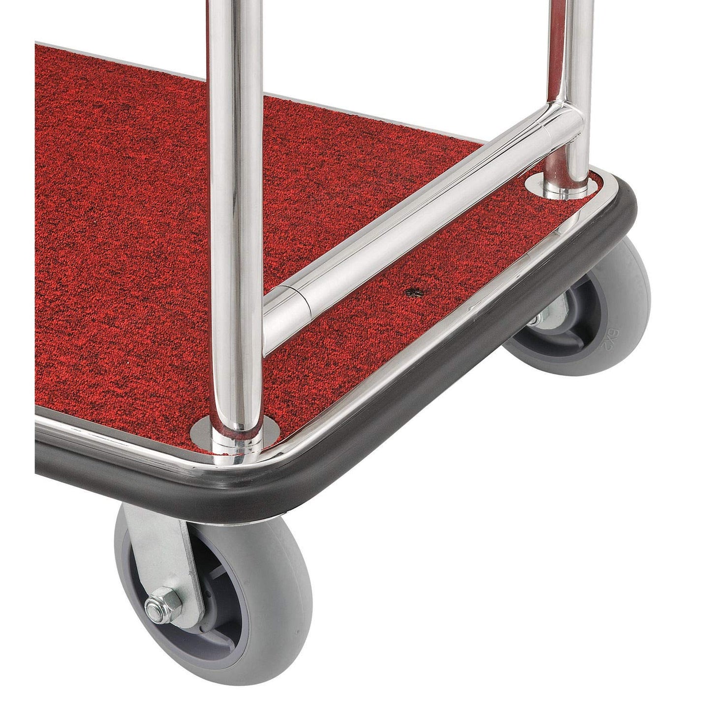 Global Industrial Silver Stainless Steel Bellman Cart Curved Uprights 6" Rubber Casters, 41-1/4"L x 24" W x 73" H, Hotel Luggage Cart for Commercial Use, Condos, Resorts