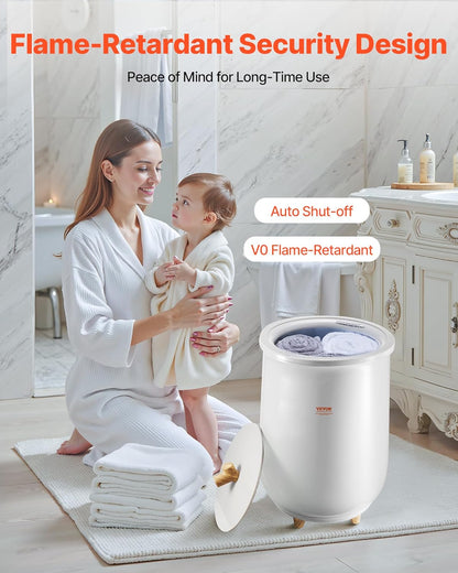 VEVOR Towel Warmers for Bathroom, Towel Warmer Bucket Auto Shut Off for Spa Fits up to 3 Oversized Towels, Blankets, Clothes, Bathrobes, PJ's and More