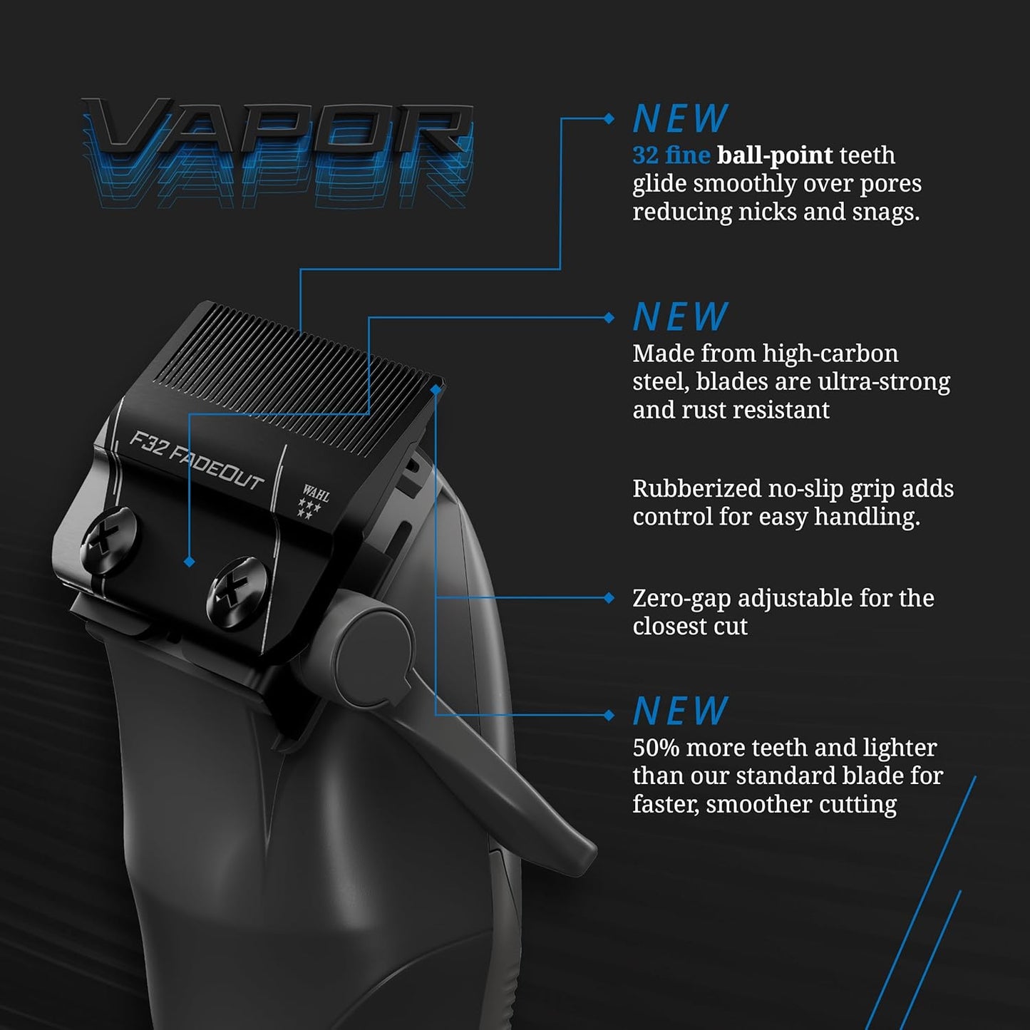 Wahl Professional 5 Star Vapor Clipper Corded and Cordless Operation F32 Adjustable Balding Blade Adaptable Speed