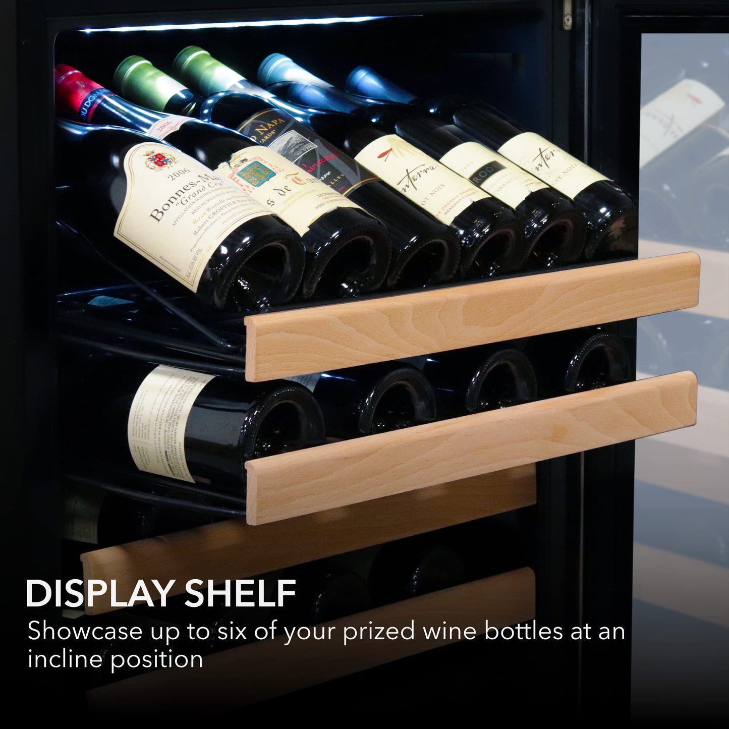 Whynter BWR-0922DZ 92 Built-in or Freestanding Stainless Steel Dual Zone Compressor Large Capacity Wine Refrigerator Rack for Open Bottles and LED Display, Dark Grey