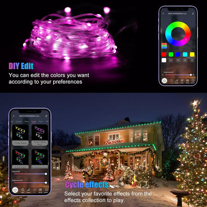 16FT/5M 50 IP65 RGB Smart IC String Lights Indoor [APP & Remote Control], LEDs Multicolor Fairy Lights, USB Powered