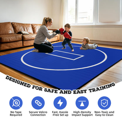 HFPFTS Wrestling Mat for Home, 8’x 8’x 1.25” Wrestling Mat, Safe Wrestling & Play Mat for Kids and Family, Jiu Jitsu, BJJ, MMA, Wrestling Mats, Martial Arts, Tumbling, Easy Clean, Gym Mat, Blue