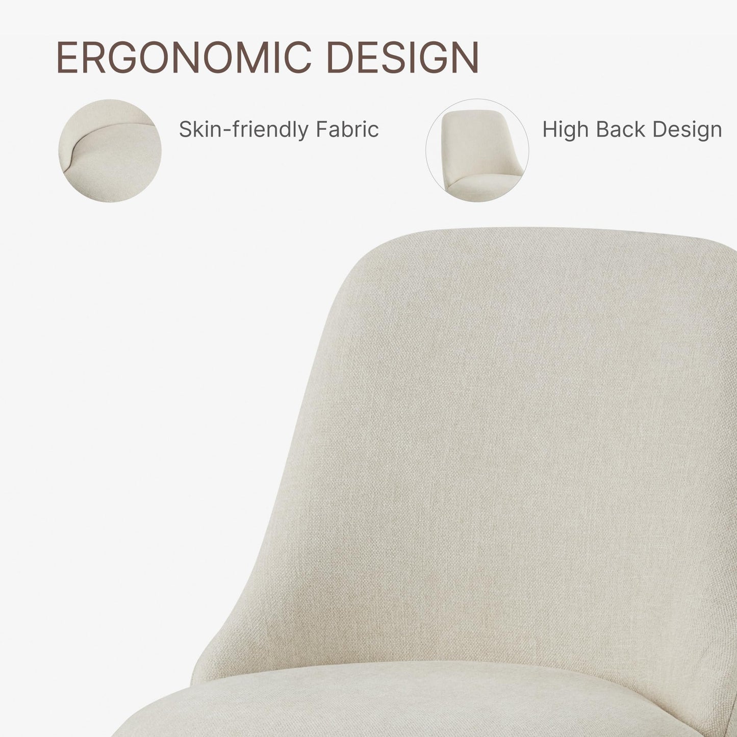 KISLOT Swivel Dining Chairs Set of 4, Upholstered Mid Century Modern Deskchair with High Back, Linen Fabric Kitchen Chairs for Dining Room, Bedroom, Dressing Room, Linen