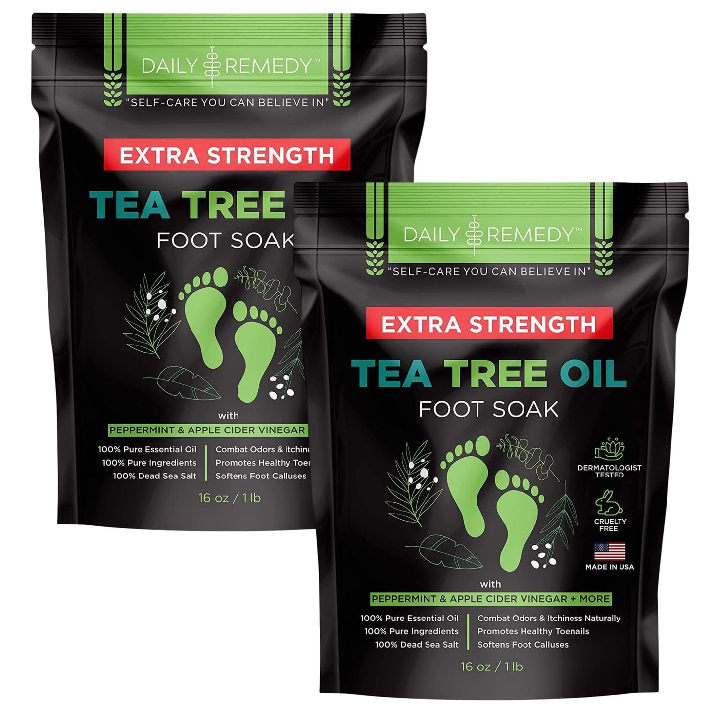 Tea Tree Oil Foot Soak with Epsom Salt - Made in USA - 16 Ounces