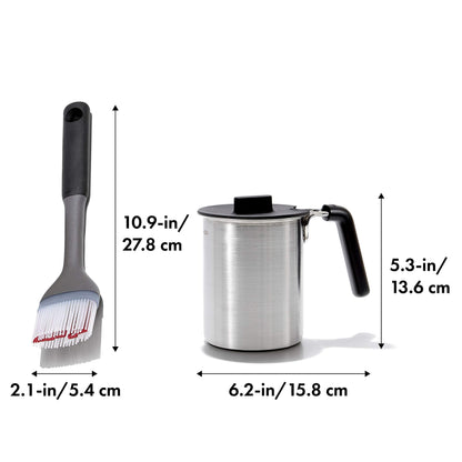OXO Good Grips Grilling Tools, Basting Pot and Brush, Black