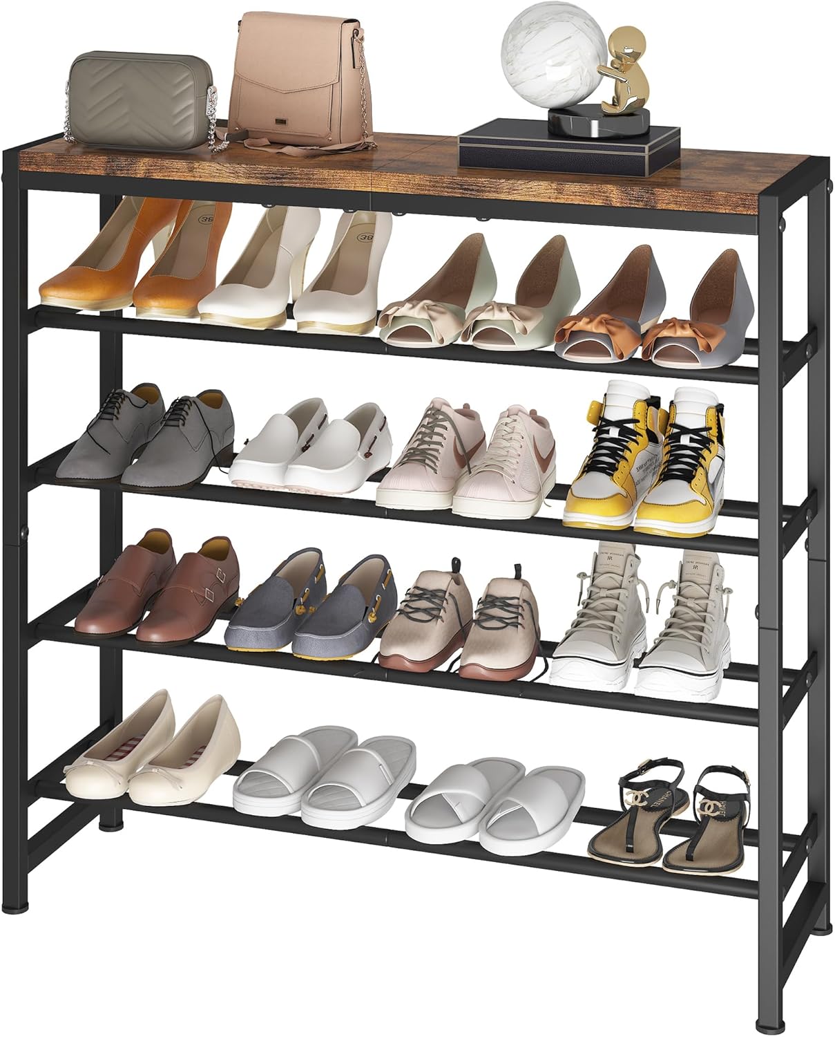 5-Tier 15-20 Homeiju Shoe Rack, Shoe Storage Shelf with MDF Top Board, Shoe Rack Organizer for Pairs of Shoes, Entryway