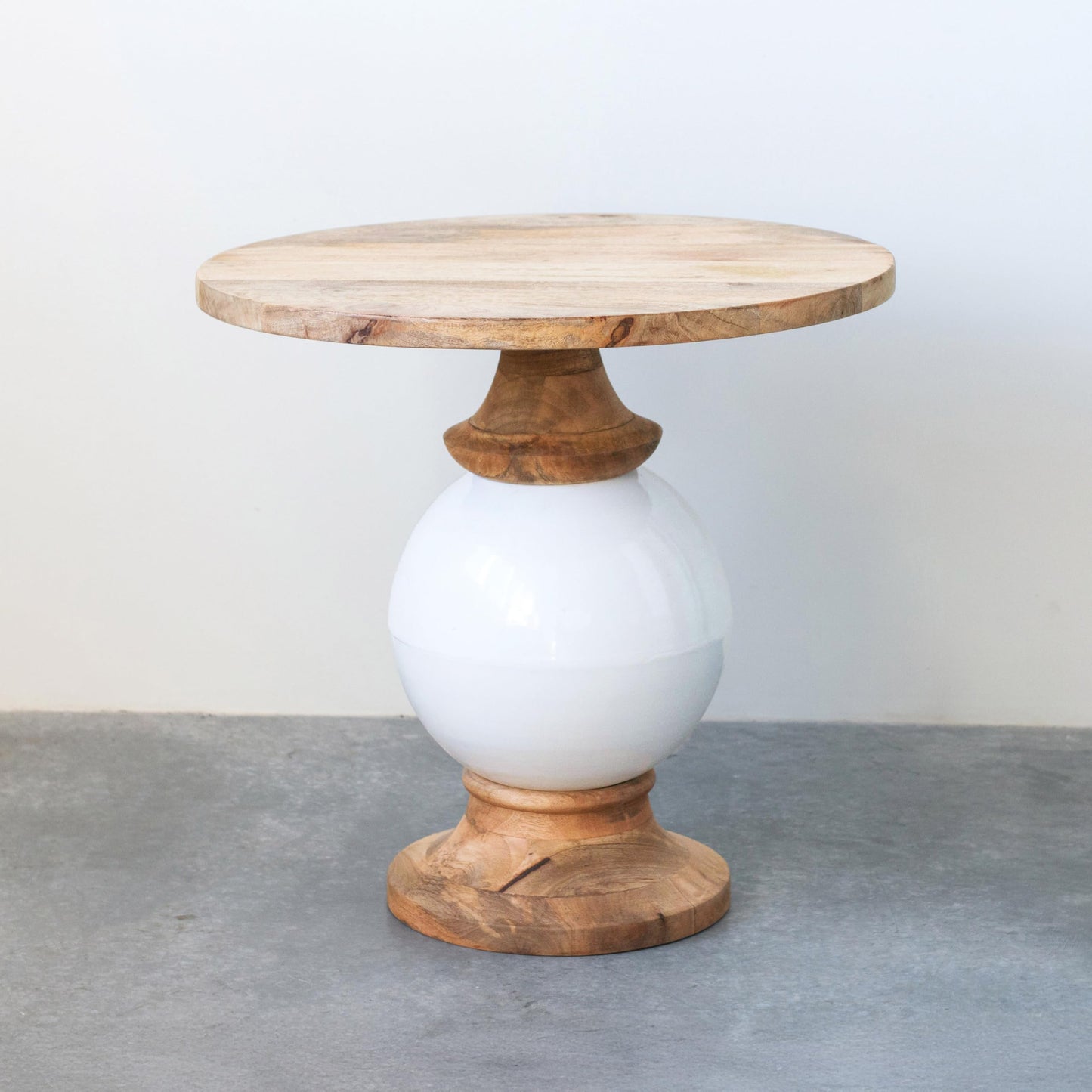 Creative Co-Op Mango Wood & Metal Round Pedestal Table