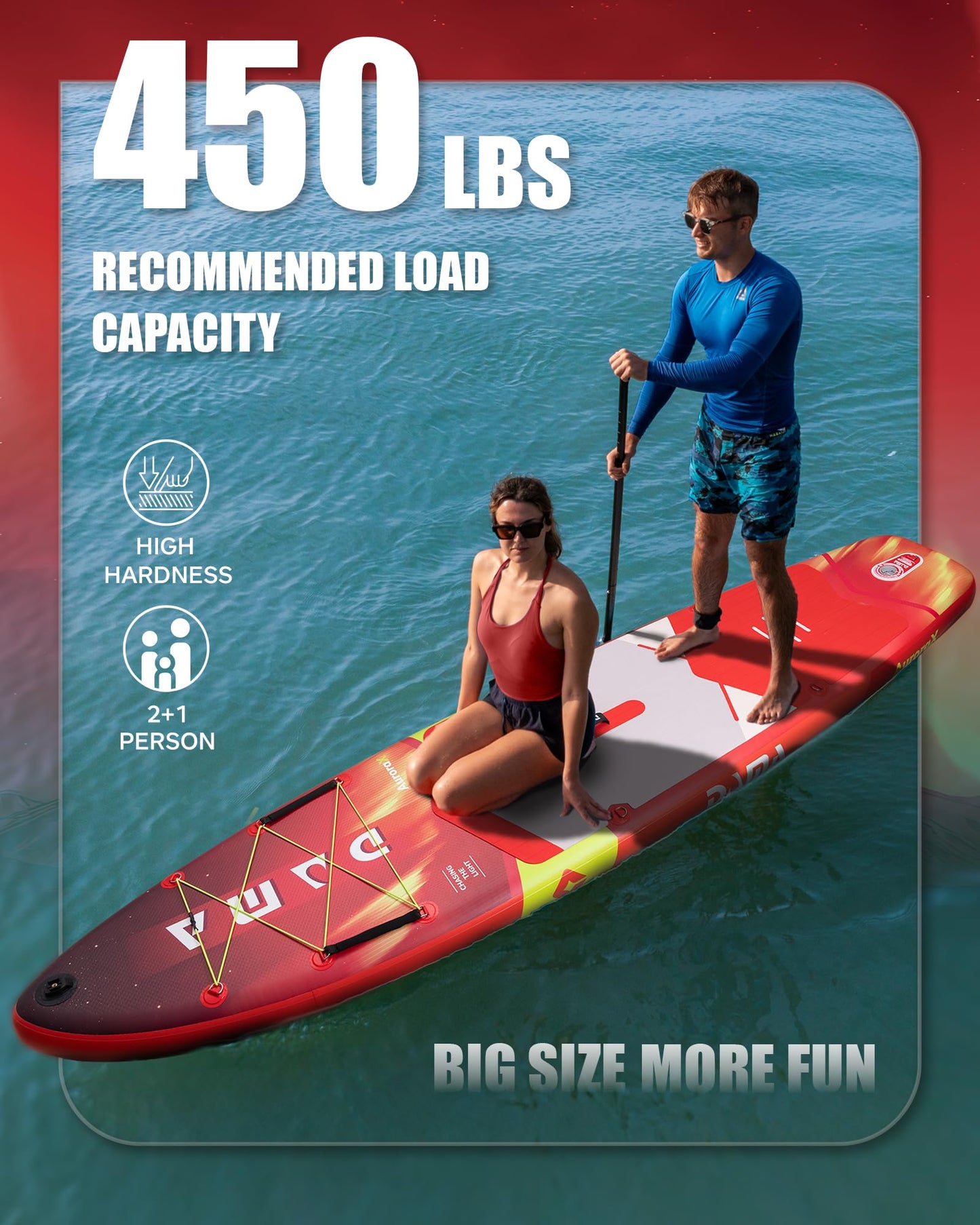 DAMA Stand Up Paddle Board, Stable Extra Wide All-Around Design for Beginners, 11'6" x 34" x 6", for 2+1 People and Pets, 450 lbs Capacity, Family Use on Lakes, Rivers and Coastal Waters