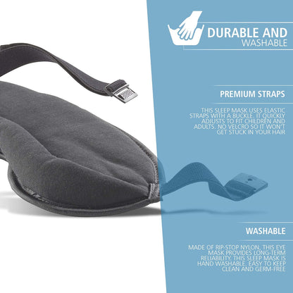 Lewis N. Clark Comfort Eye Mask + Sleep Aid to Block Light for Travel, Airplane, Hotel, Airport, Insomnia + Headache Relief with Adjustable Straps, 2 pack, Black