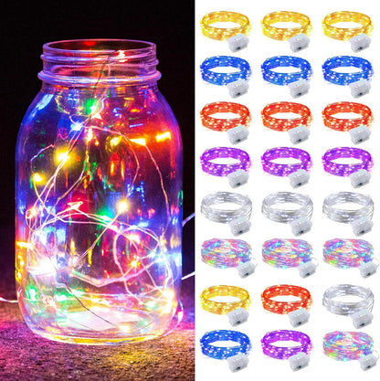 24 Pack 7ft 20 3 ZGWJ Fairy Lights Battery Operated, Mini LED Fairy String Lights Silver Wire Modes for DIY, Parties