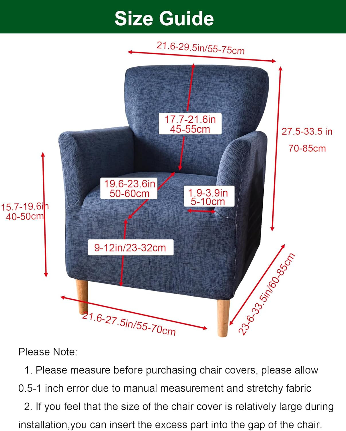 1-Piece Sofa,A16 CRFATOP Stretch Mid Century Modern Armchair Slipcover Accent Chair Covers with Arms Soft Chair