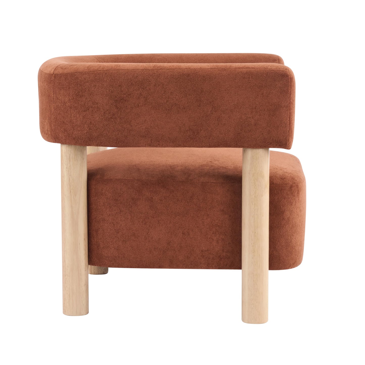 Christopher Knight Home Carly Low Profile Accent Chair, Boucle Upholstered Barrel Chair, Comfy Reading Chair for Bedroom, Wooden Single Lounge Sofa, Burnt Orange