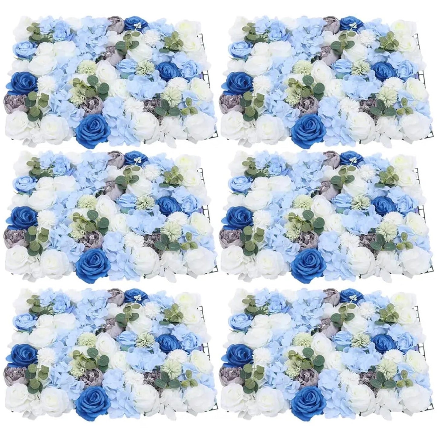 TYLPFH 6Pcs Artificial Silk Rose Flowers Wall Backdrop, Flower Panel Floral Faux Back