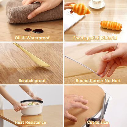 17 24 Inch 1.5mm X Clear Table Cover Protector Thick Table Protector for Dining Room Waterproof Plastic PVC Vinyl