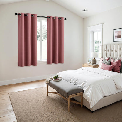 MIULEE Dusty Rose Blackout Curtains - Thermal Insulated Room Darkening Drapes | 63-Inch Grommet Panels