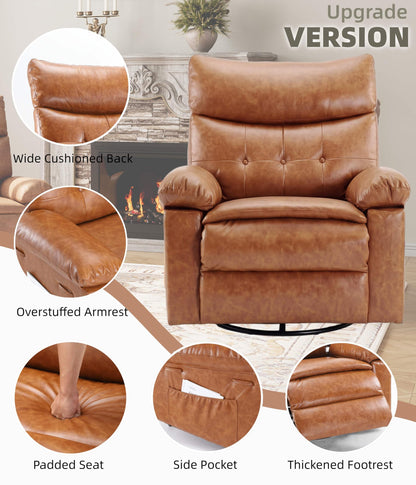 Oversized 360° Swivel Rocking Recliner Chair with Massage & Heat, Remote Control Lazy Chair for Adults with Comfort Arms and Back for Adults, Ergonomic Recliner for Living Room, Bedroom, Nursery