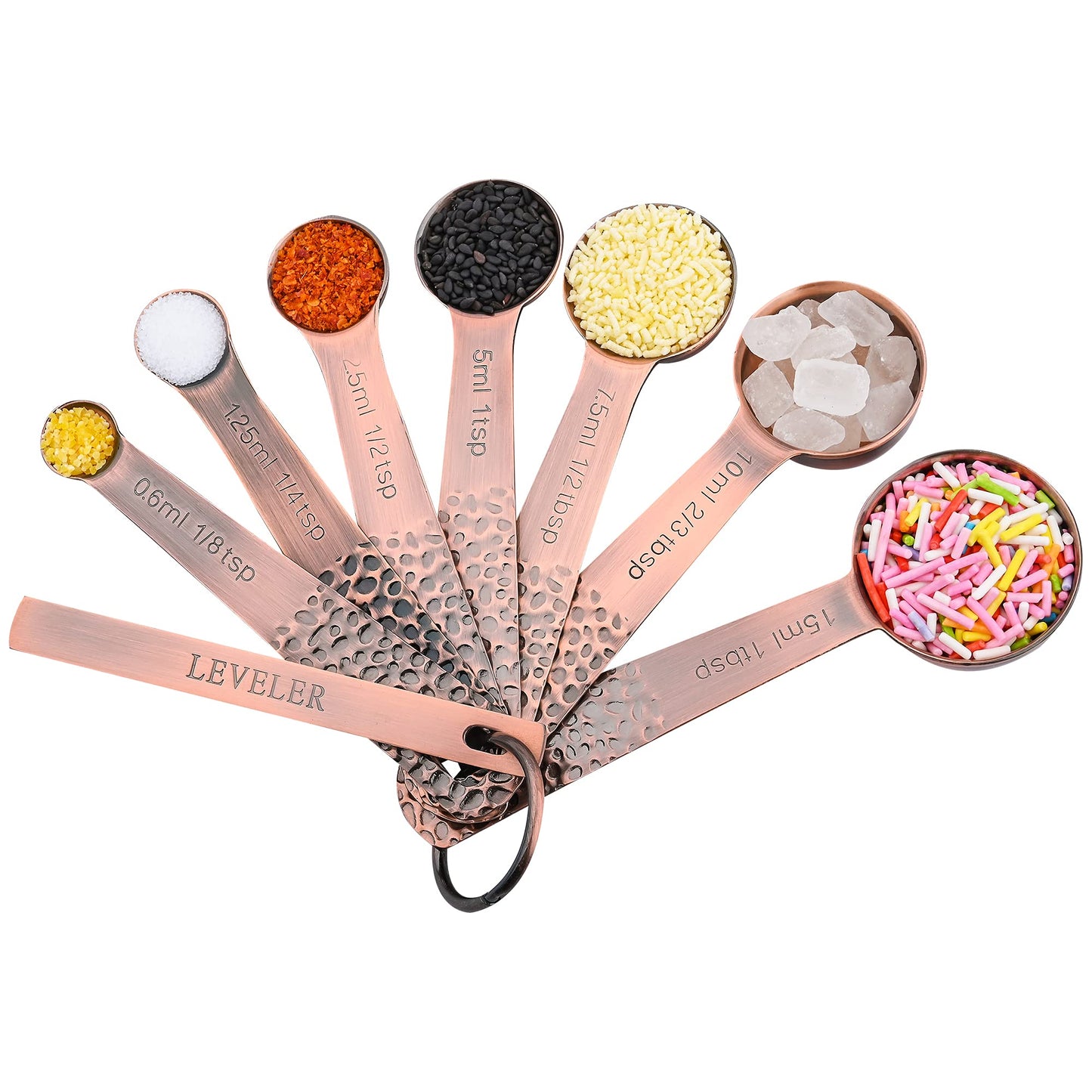 Smithcraft Measuring Cups and Spoons Set 14, Copper Measuring Cups and Spoons Set for Dry & Liquid, Metric & US Stainless Steel 6 Measure Cups and 7 Spoons Set w/Leveler for Kitchen & Baking
