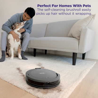 Shark Navigator Robot Vacuum with Bagless 30-Day Capacity Self-Empty Base, Powerful Suction, SmartPath Navigation, Self-Cleaning Brushroll, for Carpets & Hard Floors, White, AV2110S