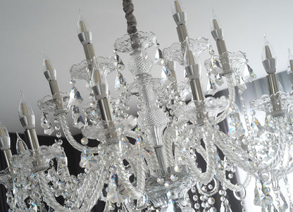 ARRKOYAA Clear 18 Lights K9 Crystal Chandelier,Chandeliers for Dining Room,Bedroom,Living Room, Candle Pendant Lamp Ceiling Lighting, 39 inch x32 Inch (Color: Clear) with 18pcs 5W E12 LED Bulbs.