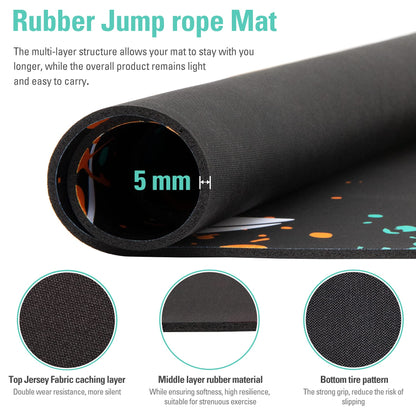 Jump Rope Mat Large Rubber Exercise Mat Workout Mats for Home Gym Flooring Non-Slip Oval Design for Floor & Rope Protection