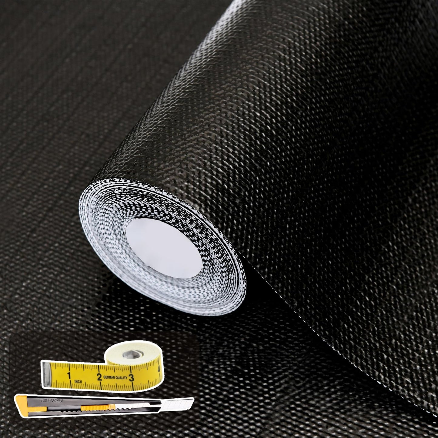 Shelf Liners for Kitchen Cabinets 12in x 20FT Non Adhesive Drawer Liner Gray Quatrefoil Thickened Shelf Liner Paper Strong Non-Slip Easy to Clean for Tool Box Refrigerator with Knife and Tape Measure