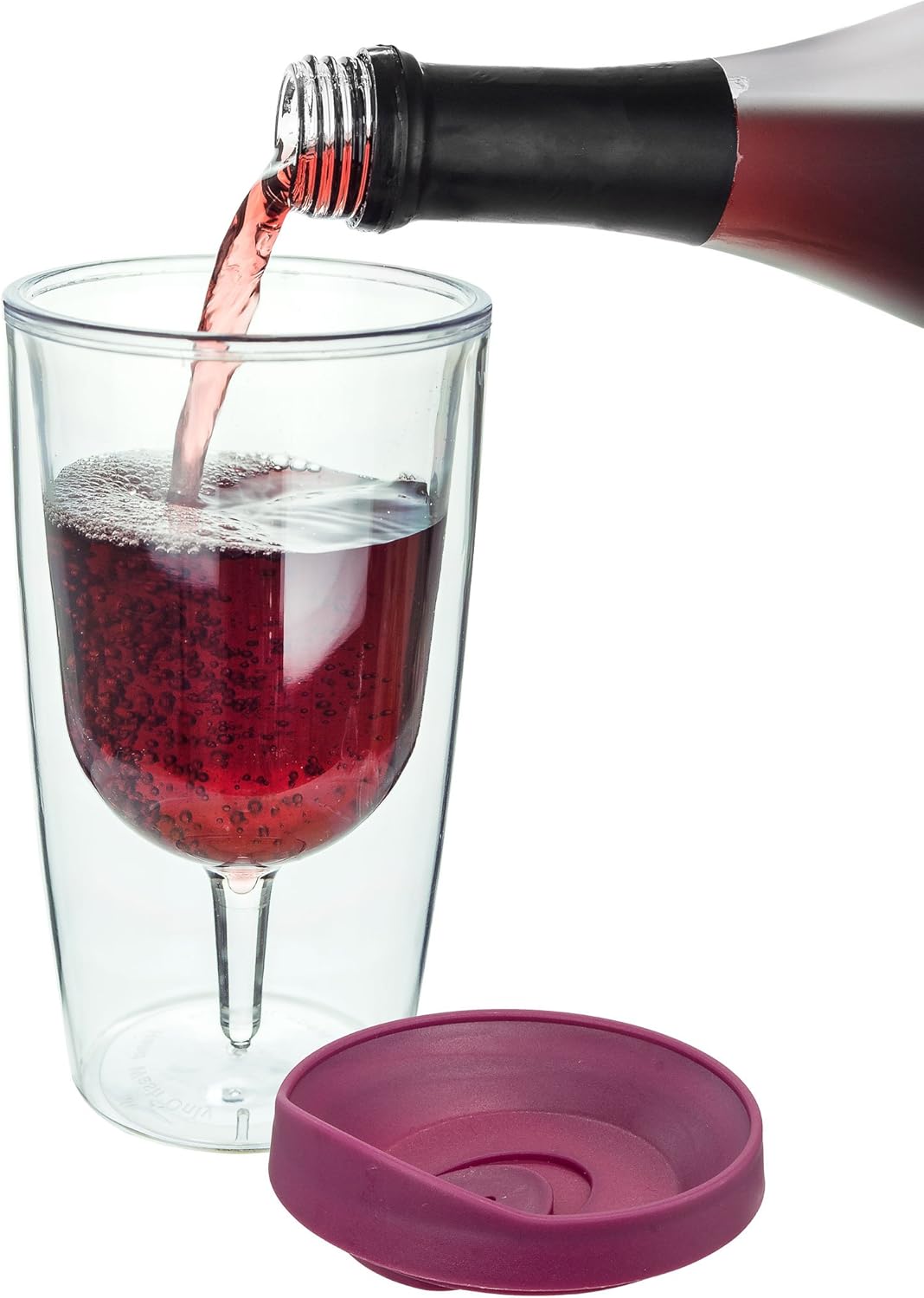 Southern Homewares 10oz Merlot Red Lid Wine Tumbler, 2-Pack, Insulated Double Wall Acrylic