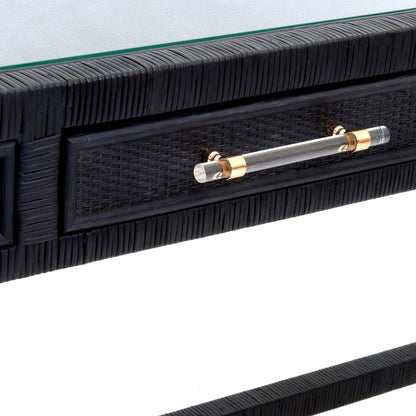 Tov Furniture Amara Charcoal Rattan Desk