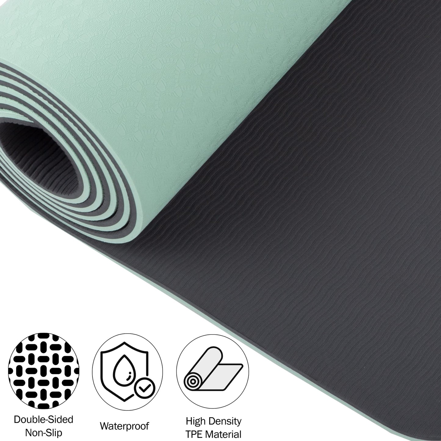 Non-Slip Yoga Mat with Alignment Marks – Lightweight Exercise Mat with Carry Strap for Home Workout or Travel by Wakeman Outdoors