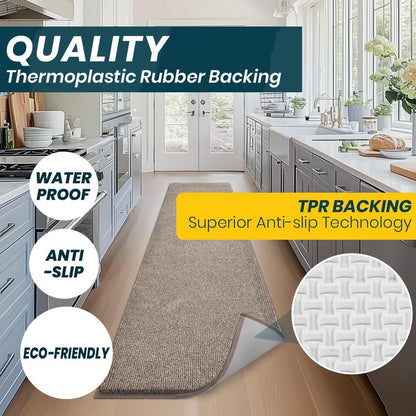 DOMUSTEX Washable Kitchen Rug 24" x 82" / 60cm x 210cm, Non Slip Kitchen Mat for Floor, Absorbent Indoor Entryway Runner Rug for Hallway, Laundry, Bathroom, Bedroom (Roll Packing)