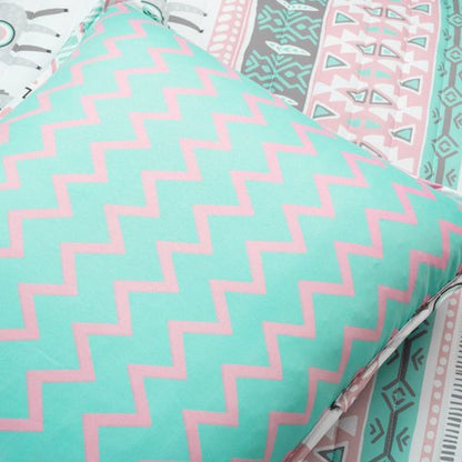 Lush Decor Boho Llama Reversible Oversized 2 Piece Quilt Set, Twin, Pink & Aqua