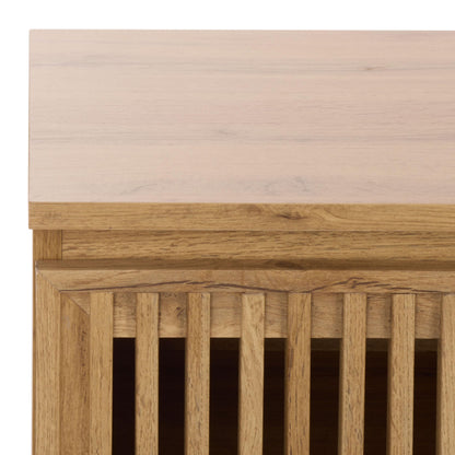 SAFAVIEH Quaid TV Stand for up to 65" Flatscreen, Oak Finish, 4 Doors, Entertainment Media Console (MED3103C)