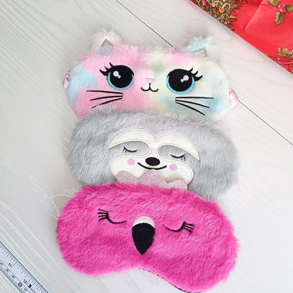 Cute Animal Sleeping Mask Soft Plush Blindfold Cute Rabbit Panda Koala Eye Cover Eyeshade for Kids Teens Girls Women (Flamingo)