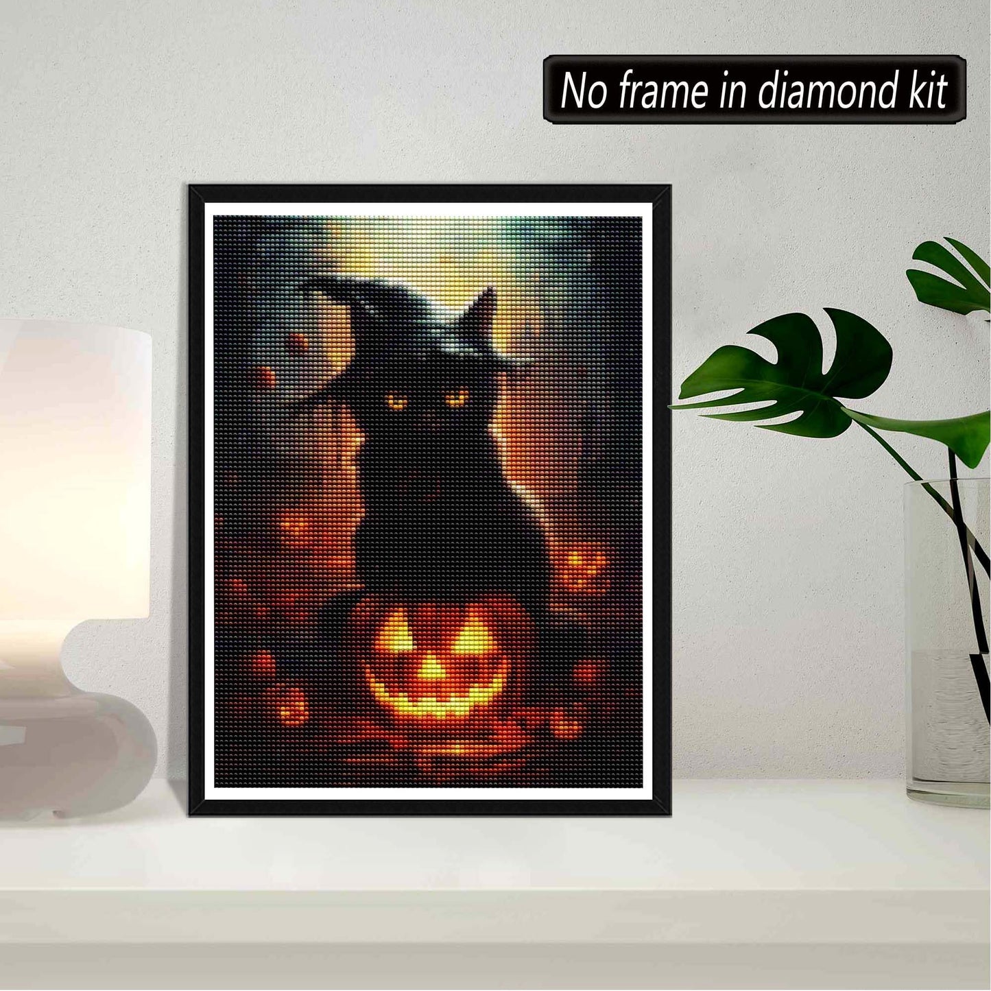SKRYUIE 5D 16x20 inch Diamond Art Kits for Adults Halloween Full Round Drill, Diamond Painting Kits for Adults Cat Crystal Cross Craft Stitch Art Wall Office Decoration 40x50 cm