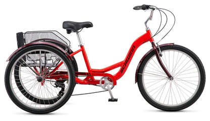 Schwinn Meridian Adult Tricycle, 26 Inch Bike for Women and Men, 7-Speed Adult Trike, Low Step-Through Frame, Springer Cruiser Seat, Upright Riding Position, Bike with Basket, Tricycle for Adults