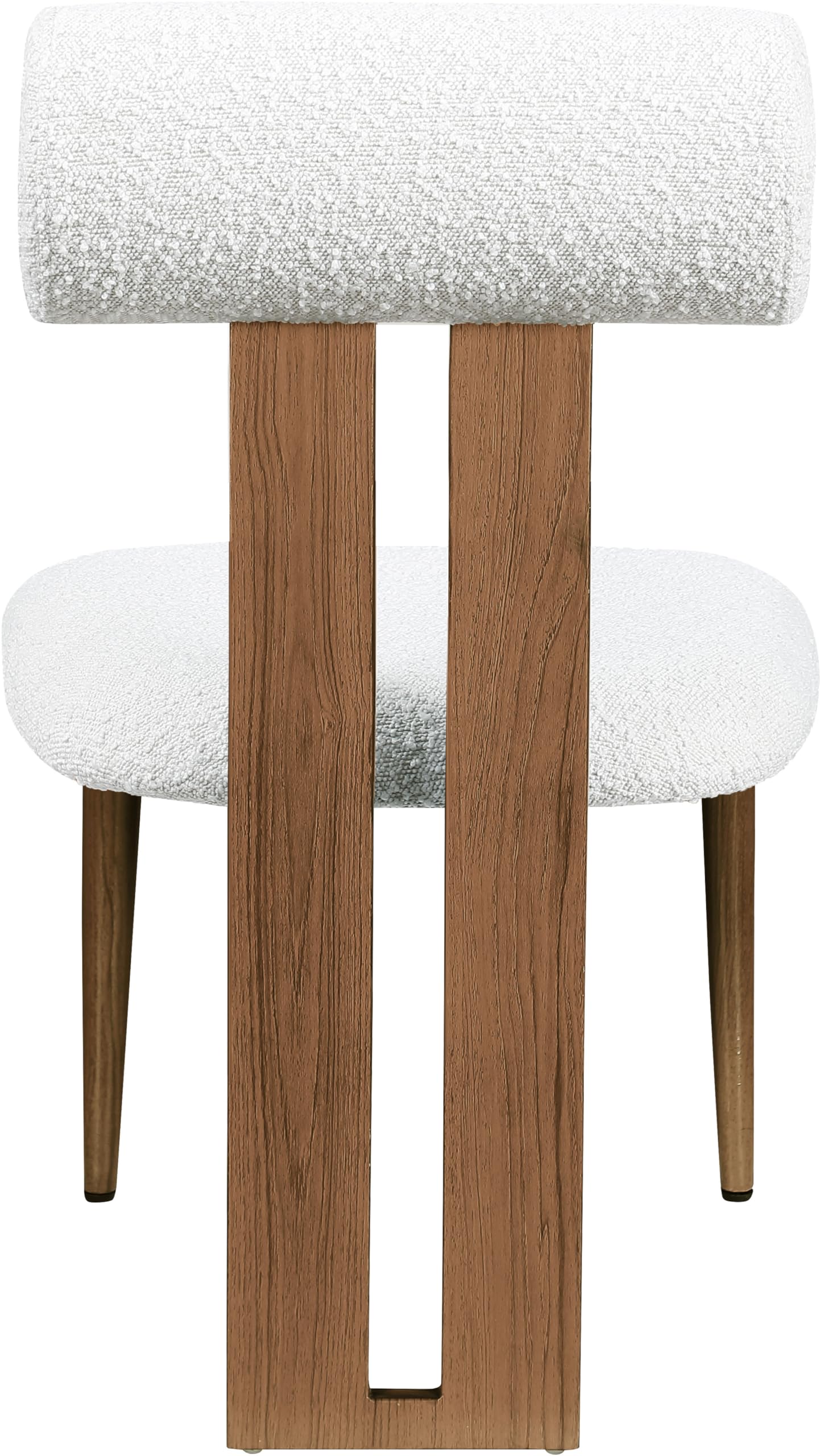 Meridian Furniture 916Cream-C Dario Collection Modern | Contemporary Dining Chair with Rich Cream Boucle Fabric, Dark Walnut Wood Look Metal Frame, 19.5" W x 24.5" D x 33.5" H, Cream, Set of 2