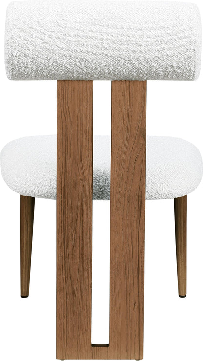 Meridian Furniture 916Cream-C Dario Collection Modern | Contemporary Dining Chair with Rich Cream Boucle Fabric, Dark Walnut Wood Look Metal Frame, 19.5" W x 24.5" D x 33.5" H, Cream, Set of 2