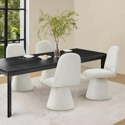 KISLOT Swivel Dining Chairs Set of 4, Modern Upholstered Dining Chair Mid Century Kitchen Chairs with Wave Shaped High Back, 360 Degree Rotating Vanity Chair for Dining Room, Bedroom, Farmhouse, Beige