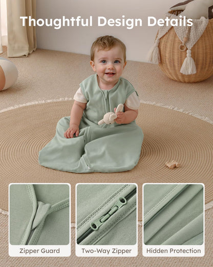 Yoofoss Baby Sleep Sack - 100% Organic Cotton Wearable Blanket | 2-Way Zipper, 0.5 TOG, 3 Pack for 12-18 Months