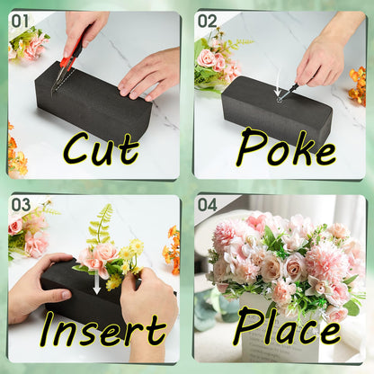 GNRZZT 8 Pcs Reusable Floral Foam Blocks, 9" L x 3" W x 3" H Black Dry Flower Foam for Artificial Flowers, Foam for Wedding, Birthdays, Pary, Home Decorations