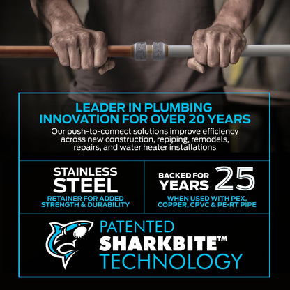 SharkBite Max 1/2 Inch 90 Degree Elbow, Push to Connect Brass Plumbing Fitting, UR248A