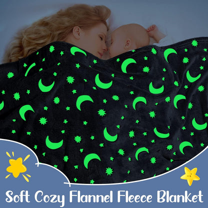2 47 59 Inch Pcs Glow in the Dark Throw Blanket Christmas Birthday Gifts for Kids, Flannel Fleece Soft Warm Kid Throw