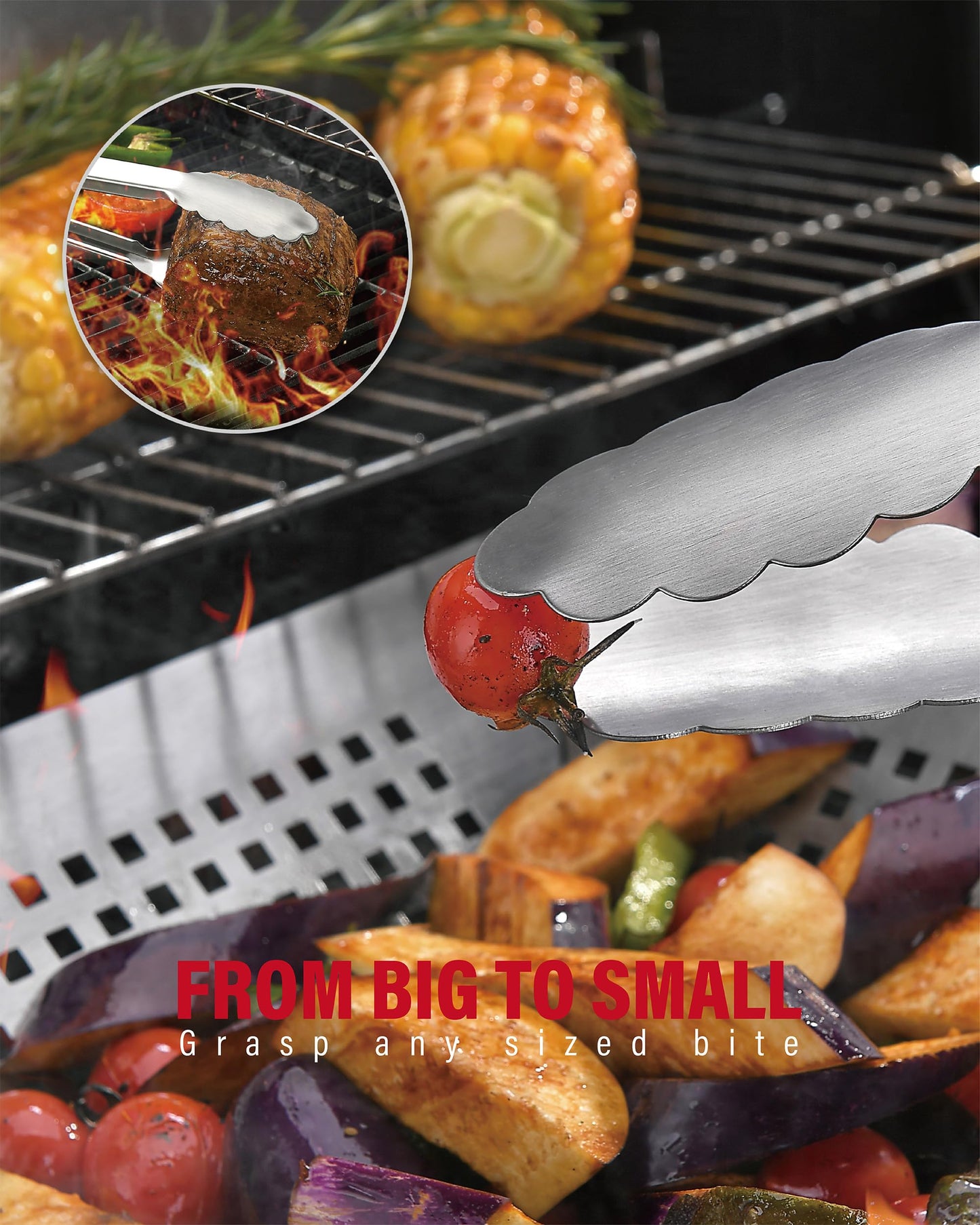 Grilaz Stainless Steel BBQ Tool Set with Veined-Dyed Wooden Handles | Heavy Duty Grilling Accessories | 3-Piece Outdoor Barbecue Grill Utensil Set with Spatula, Fork, and Tongs - Ideal Gift for Men…