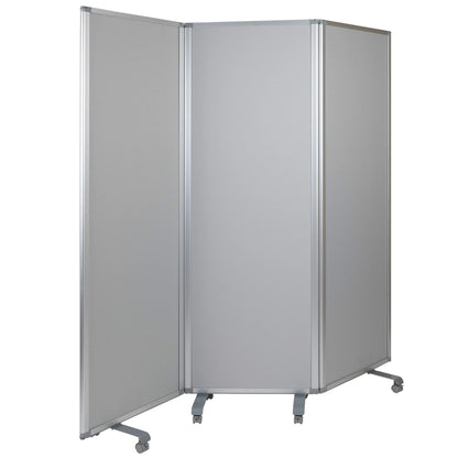 Flash Furniture Raisley 3-Section Mobile Magnetic Whiteboard and Cloth Partition, Rolling Dry Erase Board Room Divider, 72"H x 24"W