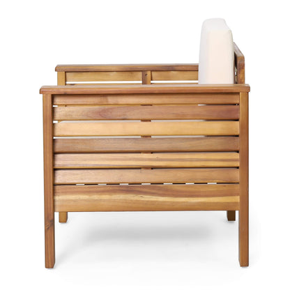 Christopher Knight Home Louver Club Chairs, Teak + Cream